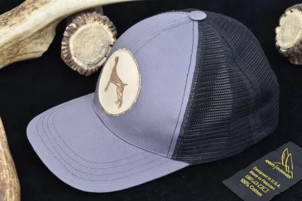 Hunting Dog Leather Patch Trucker Hat | Mesh Back Outdoor Cap for Hunters & Dog Lovers | Rustic Style Adjustable Hat - Image 2