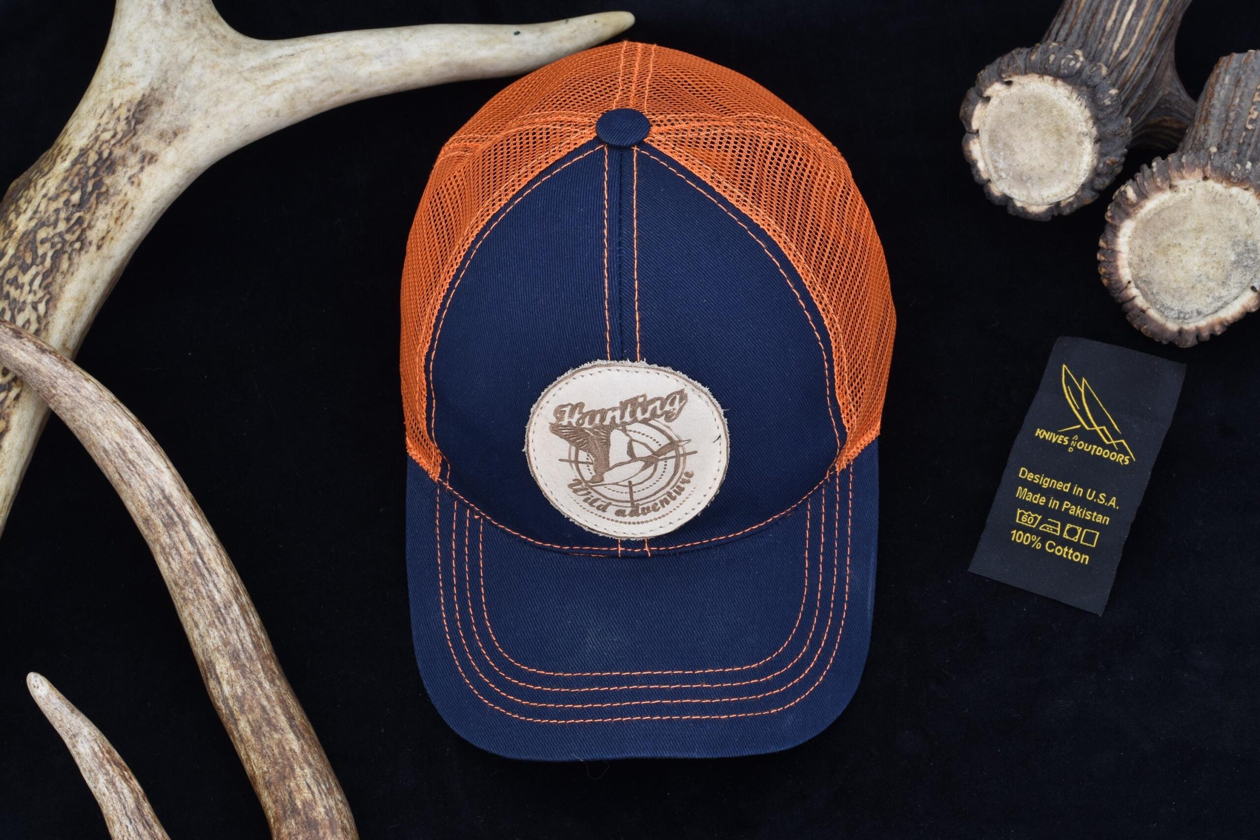 Blue and Orange Hunting Trucker Hat – Wild Adventure Mesh Back Cap